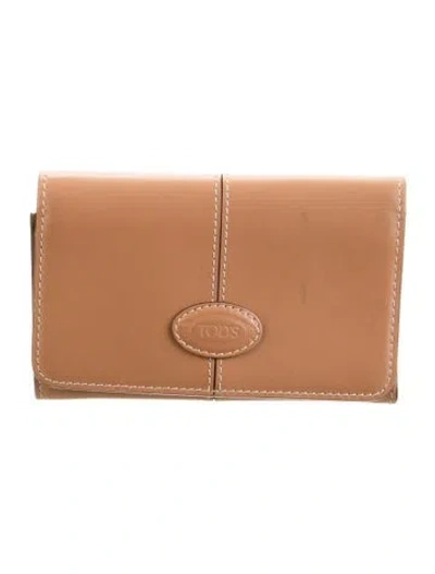 Pre-owned Tod's Leather Trifold Wallet In Brown