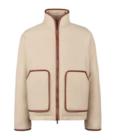 TOD'S LEATHER-TRIM DOWN JACKET