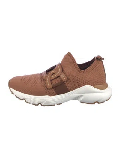 Pre-owned Tod's Leather Trim Embellishment Sneakers In Brown