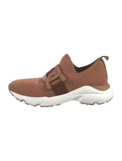 Pre-owned Tod's Leather Trim Embellishment Sneakers In Brown