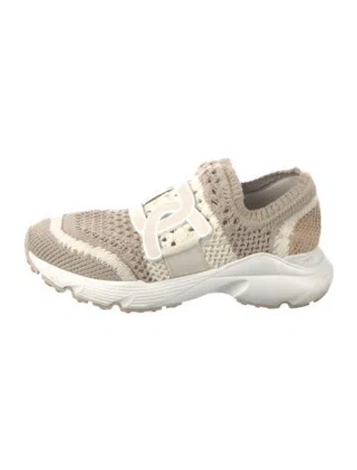 Pre-owned Tod's Leather Trim Embellishment Sneakers In Neutral