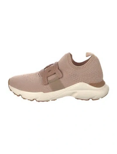 Pre-owned Tod's Leather Trim Embellishment Sock Sneakers In Pink