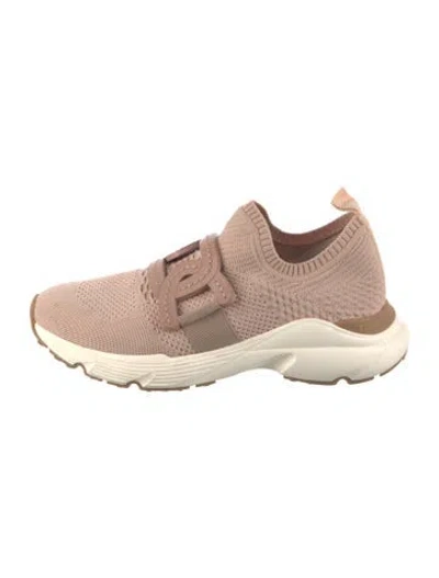 Pre-owned Tod's Leather Trim Embellishment Sock Sneakers In Pink