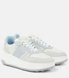 Tod's Leather-trimmed Sneakers In Grey