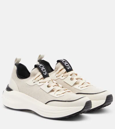 Tod's Leather-trimmed Sneakers In White