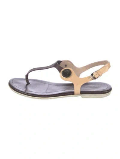 Pre-owned Tod's Leather T-strap Sandals In Blue