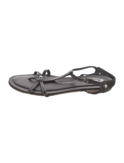 Pre-owned Tod's Leather T-strap Sandals In Gray