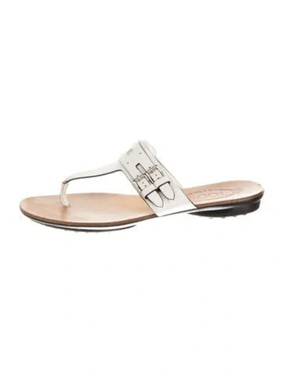 Pre-owned Tod's Leather T-strap Sandals In Neutral