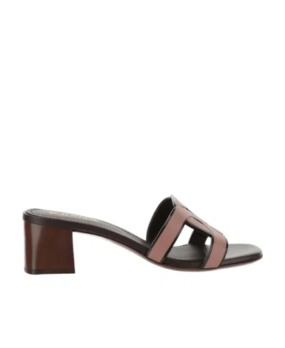 Tod's Leather Two-tone Mules In Black