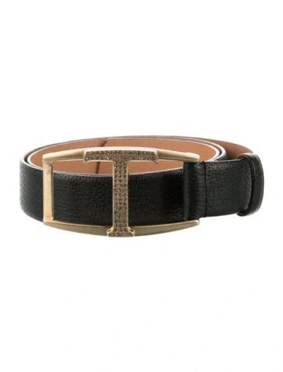 Pre-owned Tod's Leather Waist Belt In Black