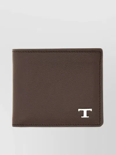 Tod's Leather Wallet Bi-fold Metal Logo