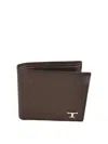 Tod's T Plaque Billfold Wallet In Brown