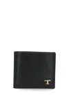 Tod's Logo-plaque Leather Bi-fold Wallet In Black