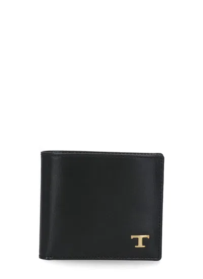 Tod's Leather Wallet With Logo In Black