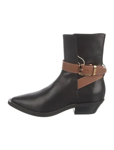 Pre-owned Tod's Leather Western Boots In Black