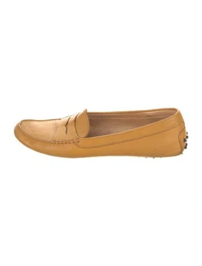 Pre-owned Tod's Leather Whipstitch Trim Loafers In Brown