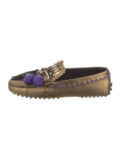 Pre-owned Tod's Leather Whipstitch Trim Moccasins