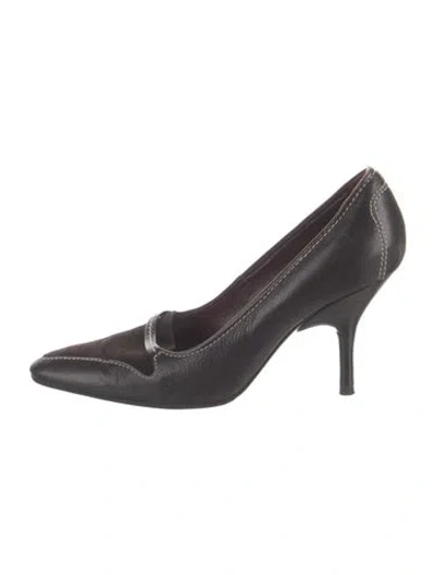 Pre-owned Tod's Leather Whipstitch Trim Pumps In Black