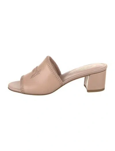 Pre-owned Tod's Leather Whipstitch Trim Slides In Pink