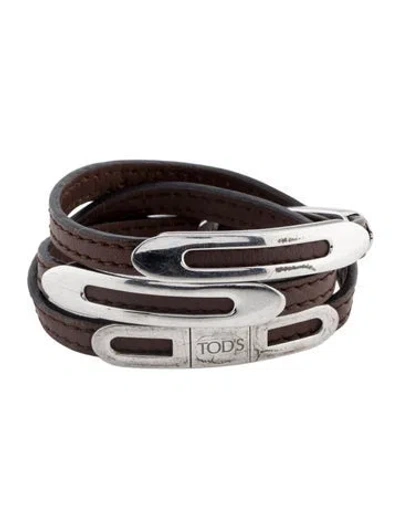 Pre-owned Tod's Leather Wrap Bracelet In Brown