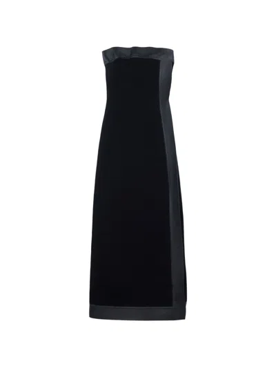Tod's Leather-trim Strapless Dress In Black