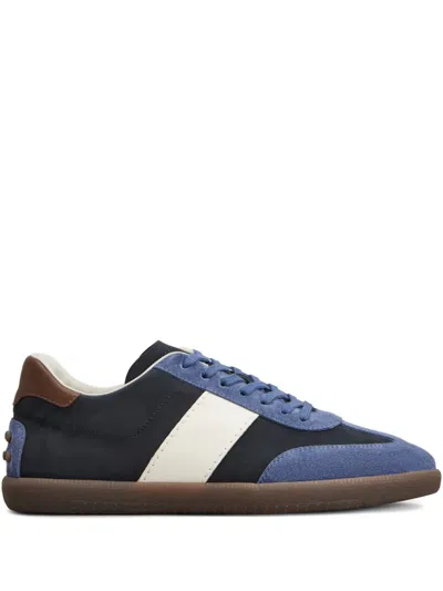 Tod's Lece-up Stripe-panel Sneakers In Blue
