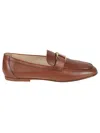 Tod's T Ring Leather Loafers In Teak