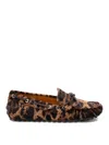 Tod's Leopard Print Leather Slip-on Loafers With Signature Rubber Outsole In Multi