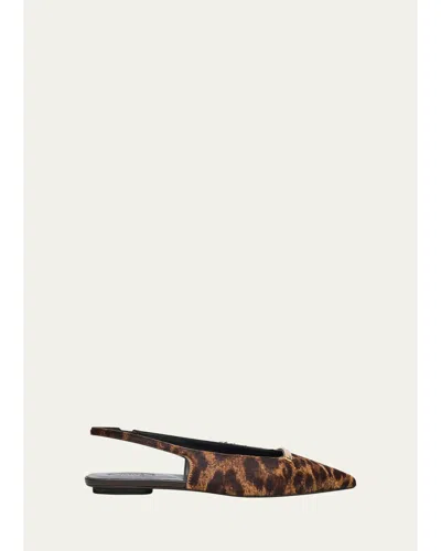 Tod's Leopard-printed Calf Hair Slingback Flats In Animal Print
