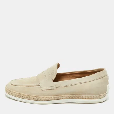 Pre-owned Tod's Light Grey Suede Slip On Loafers Size 42.5 In Gray