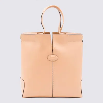 Tod's Tods Light Pink Leather Totes In Yellow
