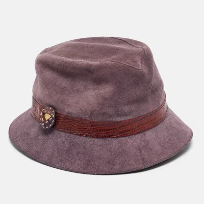 Pre-owned Tod's Light Purple Leather Trim Suede Bucket Hat S