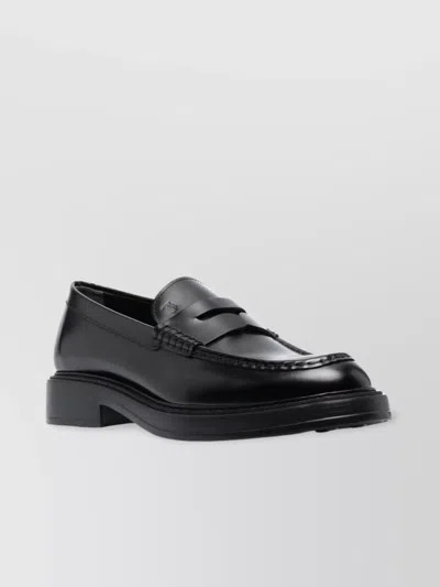 Tod's Lightweight Loafers With Round Toe And Penny Strap In Black