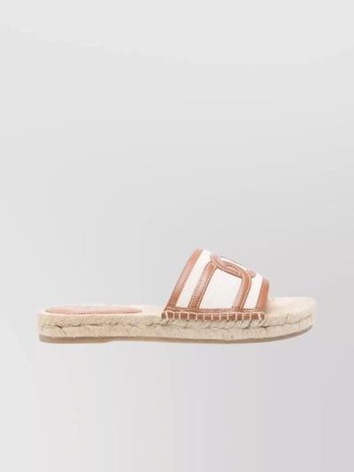 Tod's Linen Blend Open Toe Sandals With Espadrille Sole In White