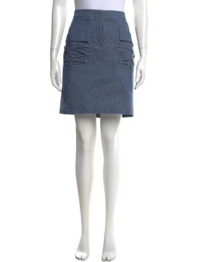 Pre-owned Tod's Linen Mini Skirt W/ Tags In Blue