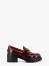 Tod's Leather Loafer With Frontal Metal Chain In Brown