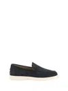 Tod's Blue Suede Moccasin With White Rubber Sole