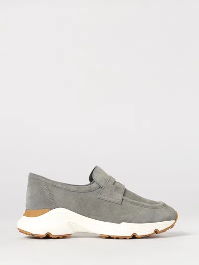 Tod's Suede Loafers Round Toe Rubber Sole In Gray