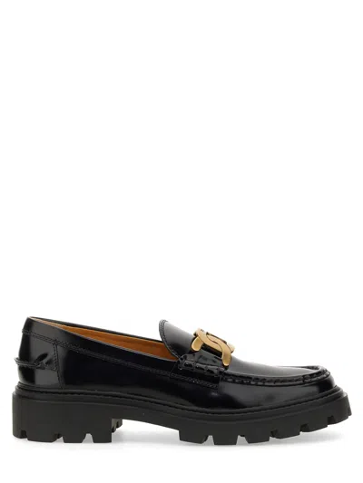 Tod's Loafer With Logo In Black