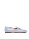 Tod's Hardware Leather Loafers Round Toe In Azul