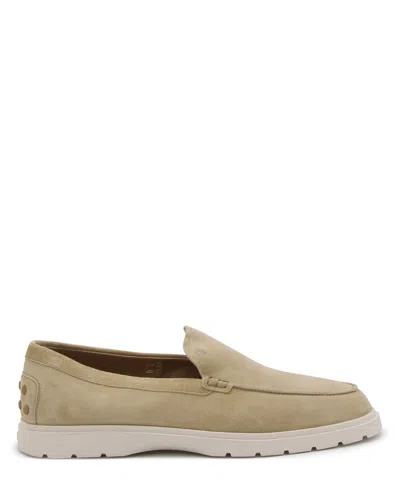 Tod's Slipper Loafers In Suede In Off White