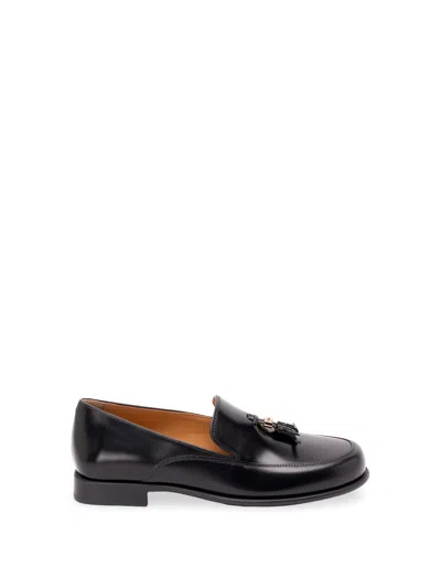 Tod's Tassel Leather Loafers In Black