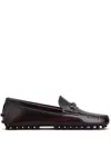 Tod's 'gommino' Brown Loafers With Engraved Logo In Bordeaux