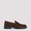 Tod's Brown Africa Suede Leather Loafers In Black