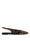 Tod's Embellished Leopard-print Calf Hair Slingback Flats In Brown