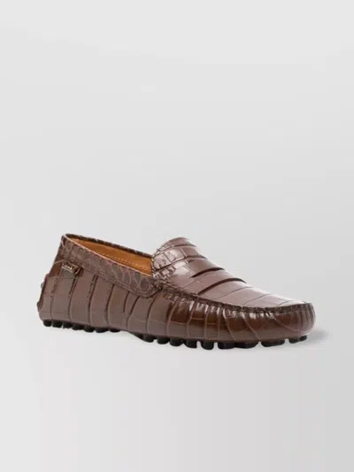Tod's Loafers Crocodile Print Rubber Sole In Red