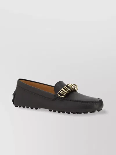 Tod's Loafers Featuring Gold-ring Detailing In Black