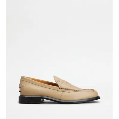 Tod's Loafers In Leather In Beige
