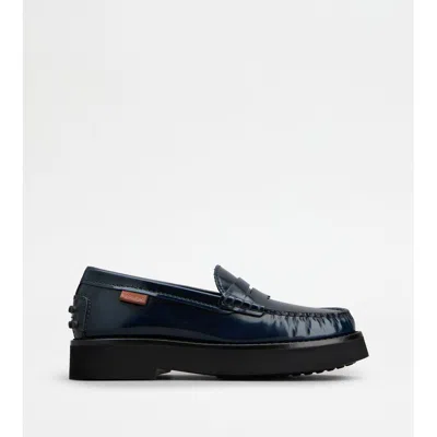 Tod's Loafers In Leather In Blue