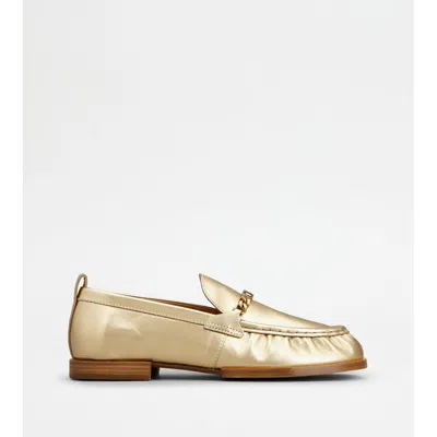 Tod's Loafers In Leather In Gold